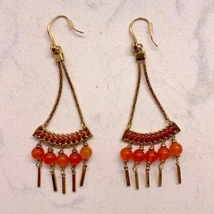 Henri Bendel Coral Bead Tribal Earrings